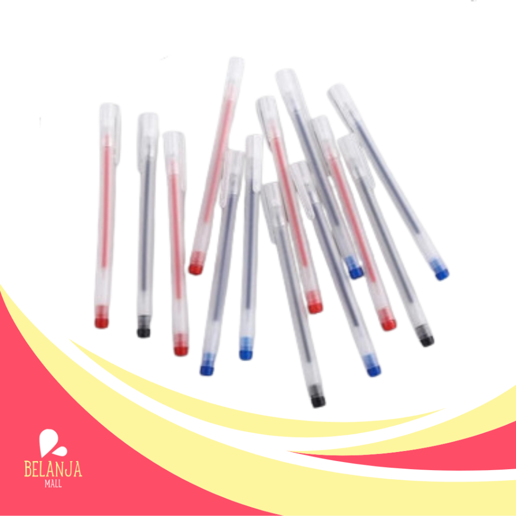 

belanjamall Pulpen Gel 0.5mm Bolpoin Pena Pulpen Tinta Gel Cair Pena Transparant Pen Gel Y3437