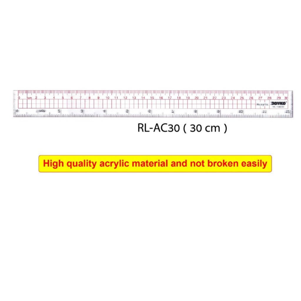 

Acrylic Ruler / Penggaris Akrilik Joyko RL-AC-30 CM (1 pack 12 pcs)