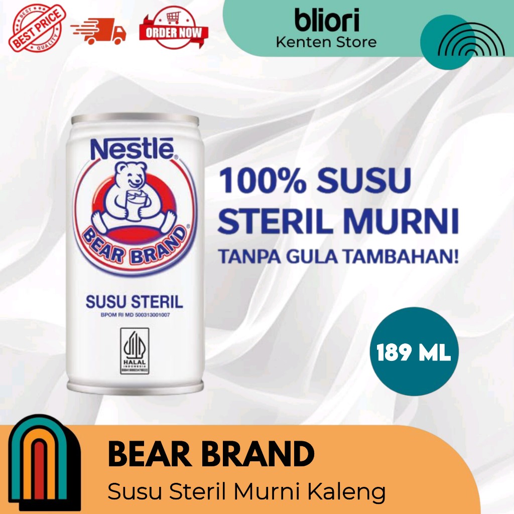 

Bear Brand Susu Murni Kaleng Steril Siap Minum 189 ML | Susu Kaleng Murni Steril | susu encer NESTLE