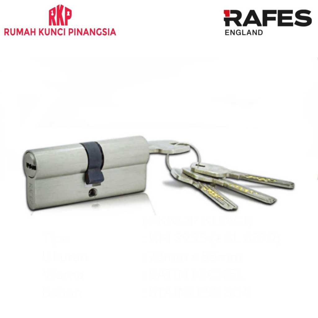 Door Cylinder Lock Kunci Silinder Pintu Kunci-Kunci 7 cm Silver Kuningan RAFES SL 6455