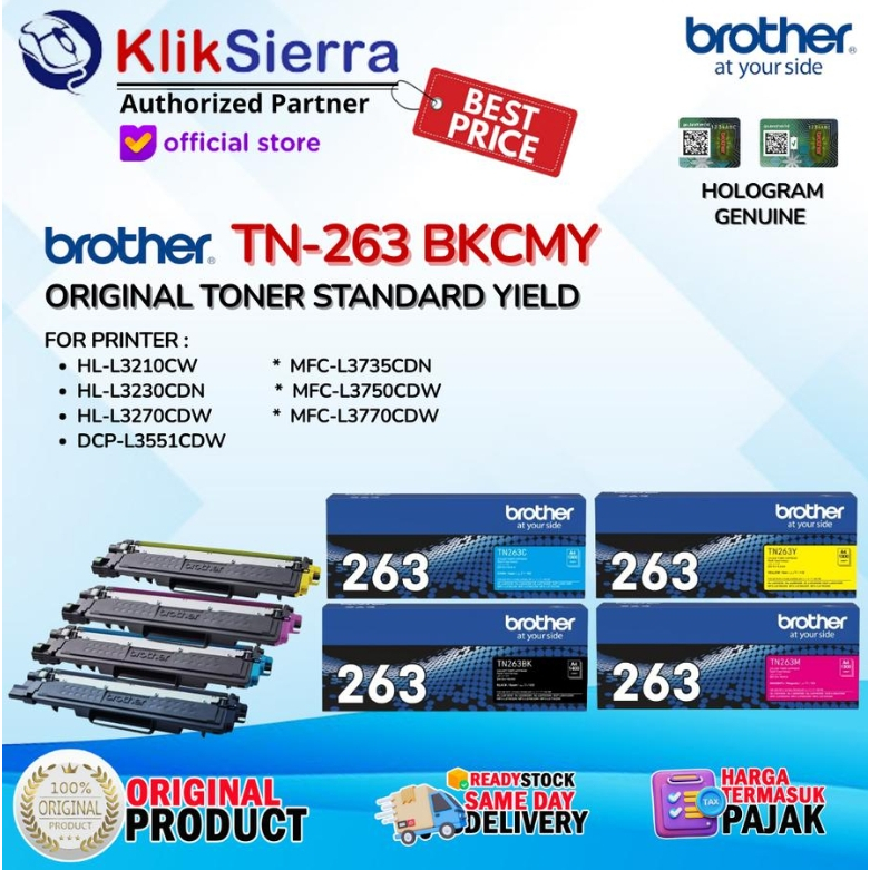 BROTHER ORIGINAL TONER TN-263 TN-263BK TN-263C TN-263M TN-263Y For Printer HL-L3210CW, L3230CDW