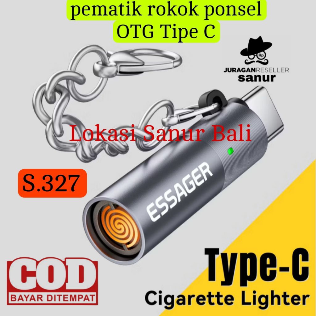 Pemantik rokok ponsel elektronik OTG aluminium type C aman