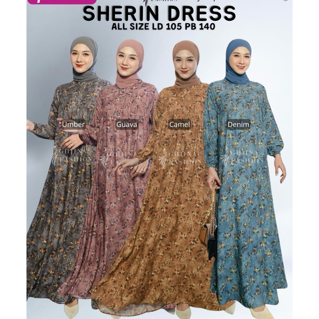 BISA COD SHERIN DRESS GAMIS MOTIF RAYON PREMIUM BY GHINA FASHION