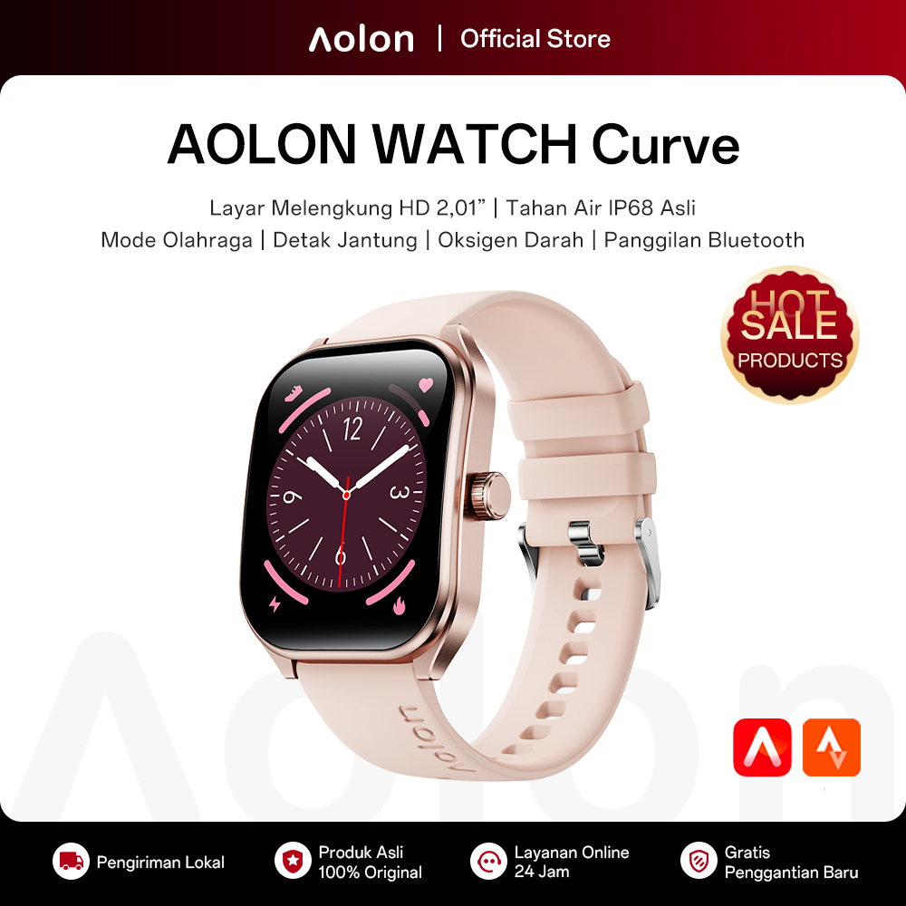 Aolon Curve Jam Tangan Smartwatch Wanita Original IP68 Waterproof Sports Fitness Tracker Women Monit