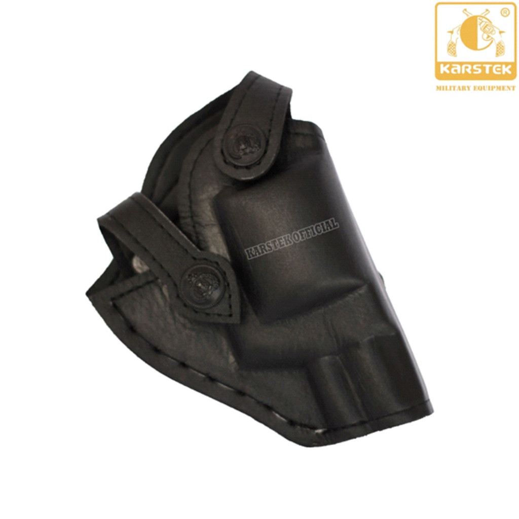 SARUNG PISTOL KARSTEK FULL KULIT BELAKANG KOPELAN BESI