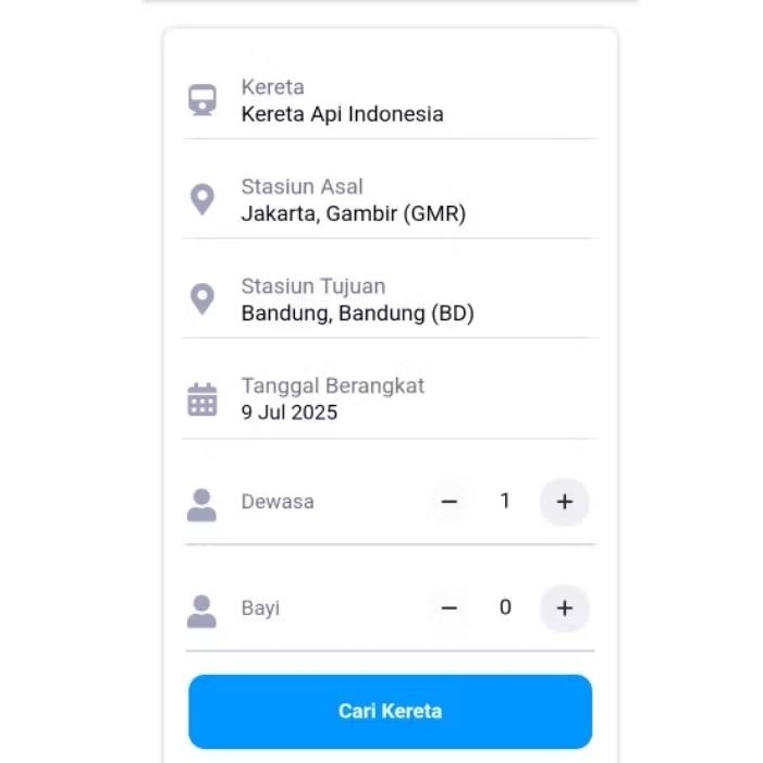 Booking tiket Kereta Api Jakarta(Gambir)-Bandung (Bdg)