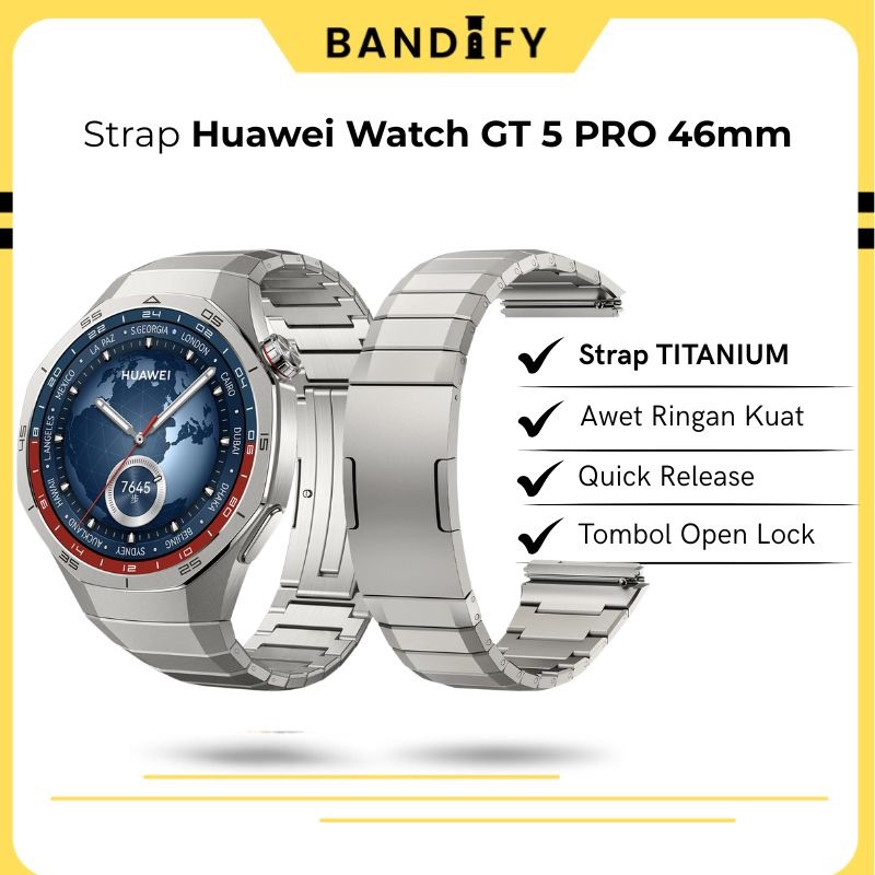 Strap Huawei Watch GT 5 PRO / GT 6 PRO 46mm Titanium Premium Strap Huawei GT 5 PRO 46mm Bahan Titani