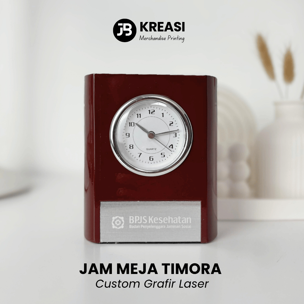 

Jam Meja Kayu Multifungsi + Pen Holder | Jam Meja Unik untuk Meja Kerja Kantor & Hadiah Souvenir