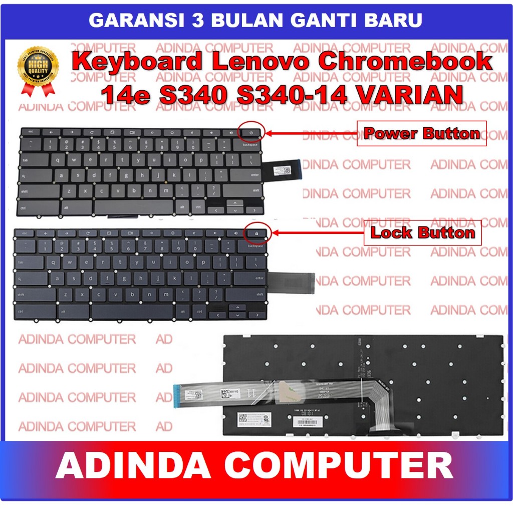 Keyboard Lenovo Chromebook 14e Gen 1 Gen 2 81mh S340 S340-14 S330 S345-14AST Power Lock Button