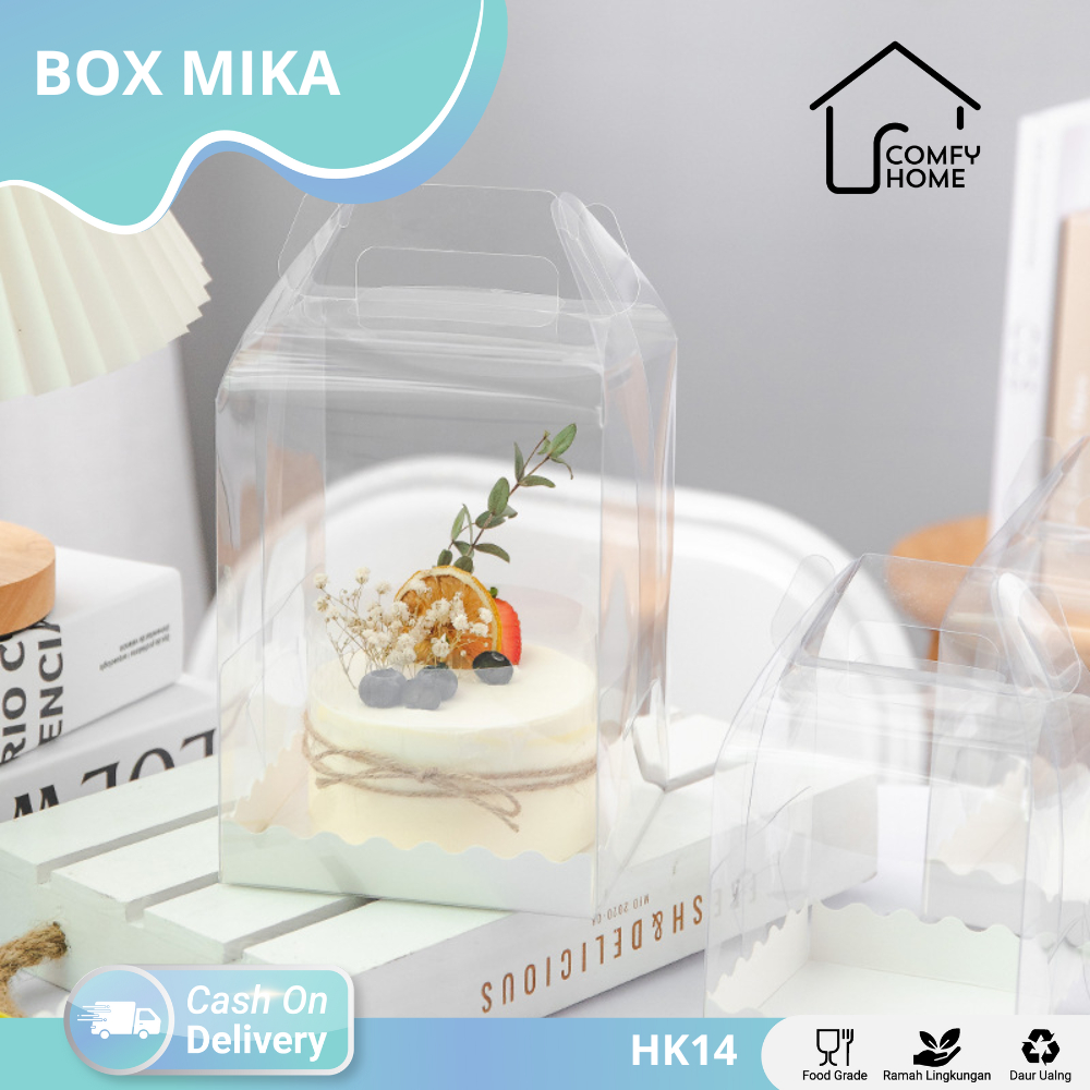 

Box mika kotak kue tart transparan tenteng / Gable Box Mika / Box Mika Transparan / Kotak Hampers / Kotak Mika Kue Kering / Box Cup Cake HK14