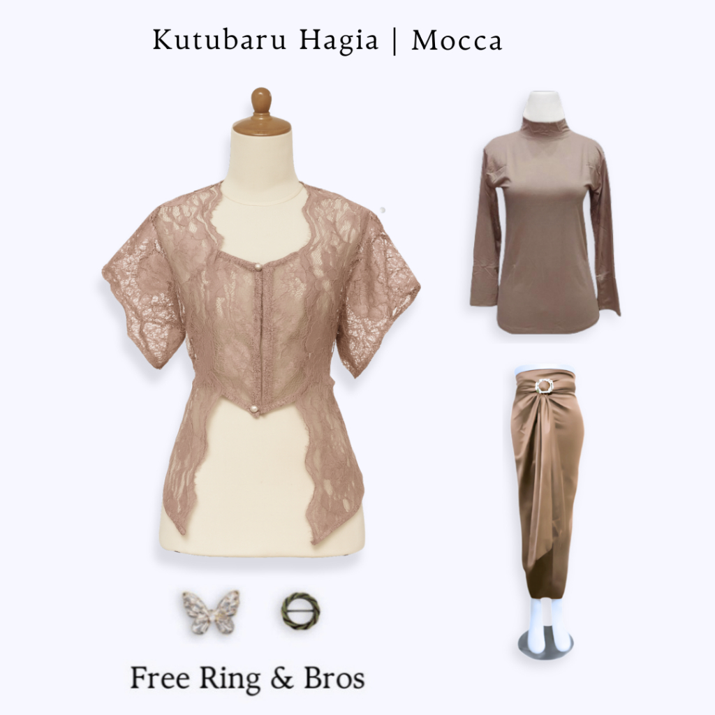 FREE ONGKIR SETELAN KEBAYA BRUKAT KUTUBARU MODERN OUTER + ROK LILIT KONDANGAN/WISUDA SIMPEL ELEGAN