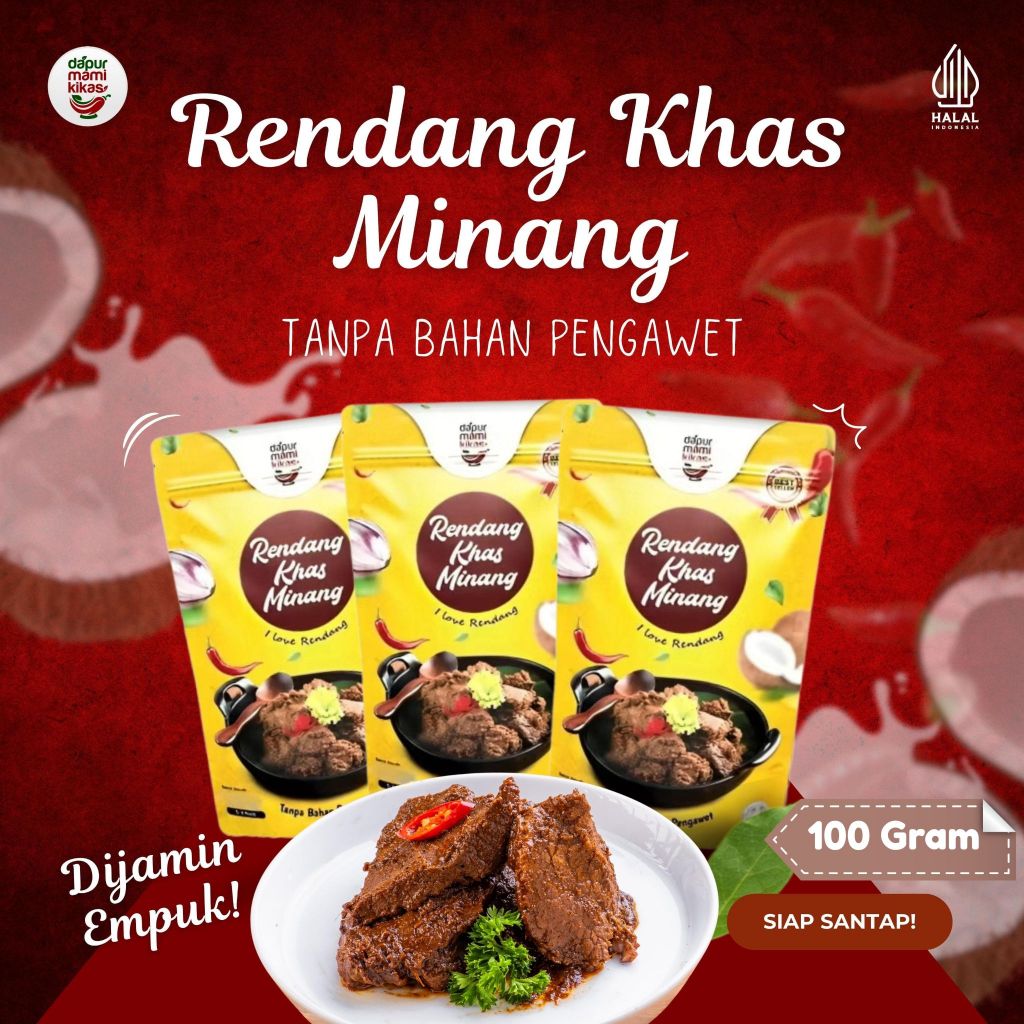 

Daging Sapi Rendang 100gr | Rasa Minang Asli Empuk Berbumbu Tebal Siap Makan