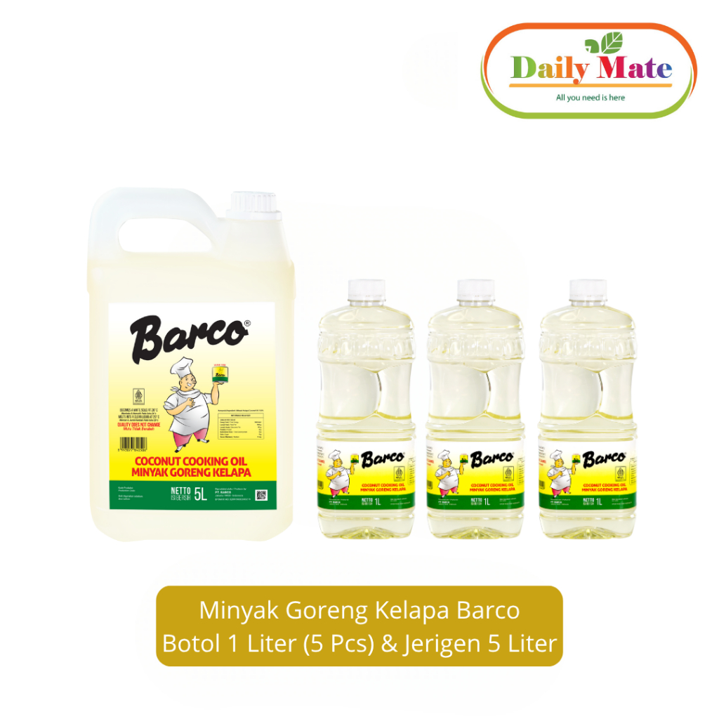 

Paket Hemat!! Minyak Kelapa Barco Botol 1 Liter(3Pcs) & Jerrycan 5 Liter/Barco