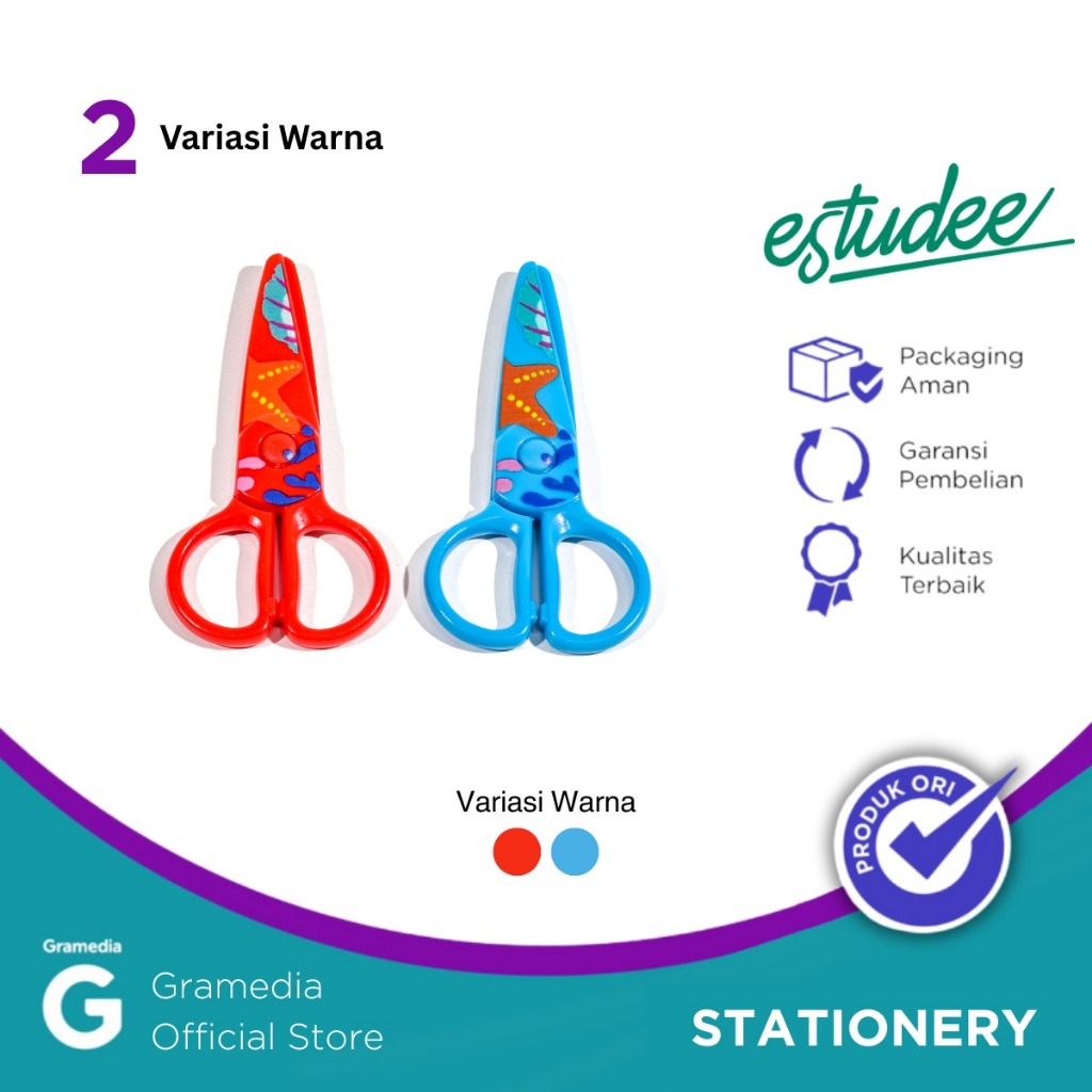

Gramedia Karawaci - Gunting Estudee Scissors Kids Plastic Blade 4.75inch Blue Es-Sc087