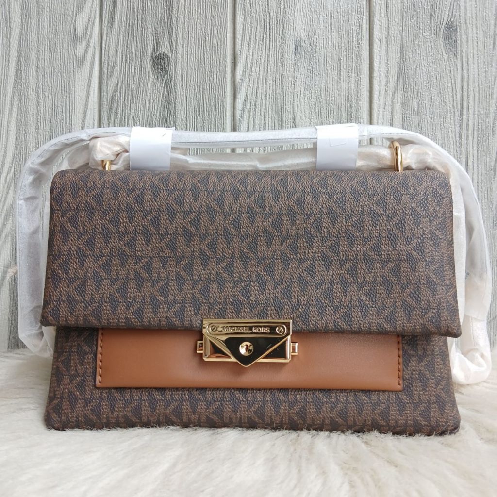 Mk bag Cece Medium Flap  Pocket Shoulder Bag Brown