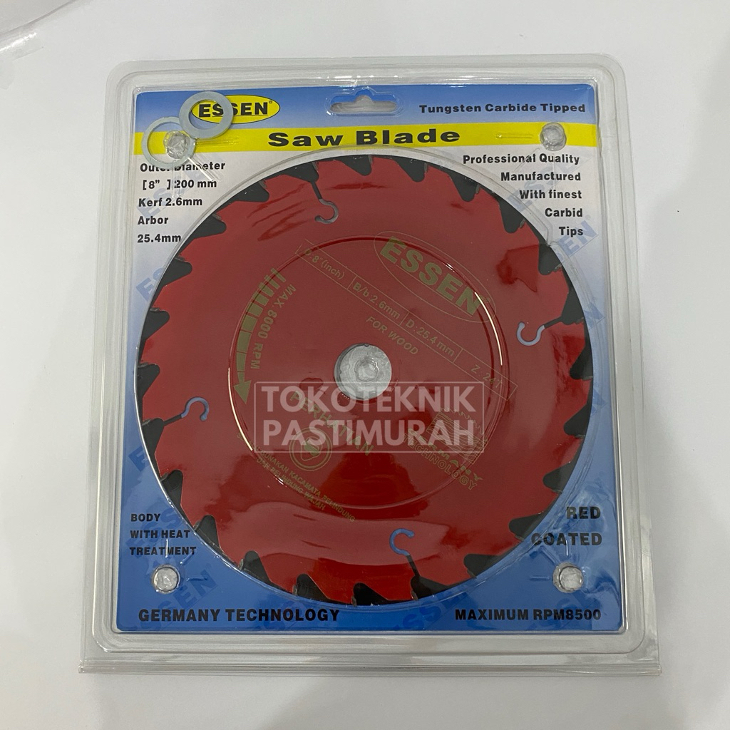 Mata Pisau KAYU Gergaji Circular Saw 8" 8in 24T  ESSEN / Circular Saw Blade 8x24T 8 x 24T Mata Gerga