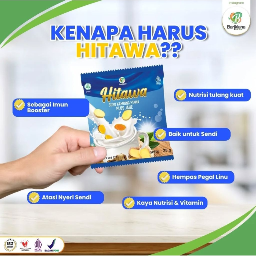

[BISA COD✅️] HITAWA Sachet susu jahe kambing etawa plus jahe merah, kunyit, temulawak, madu, kayu manis