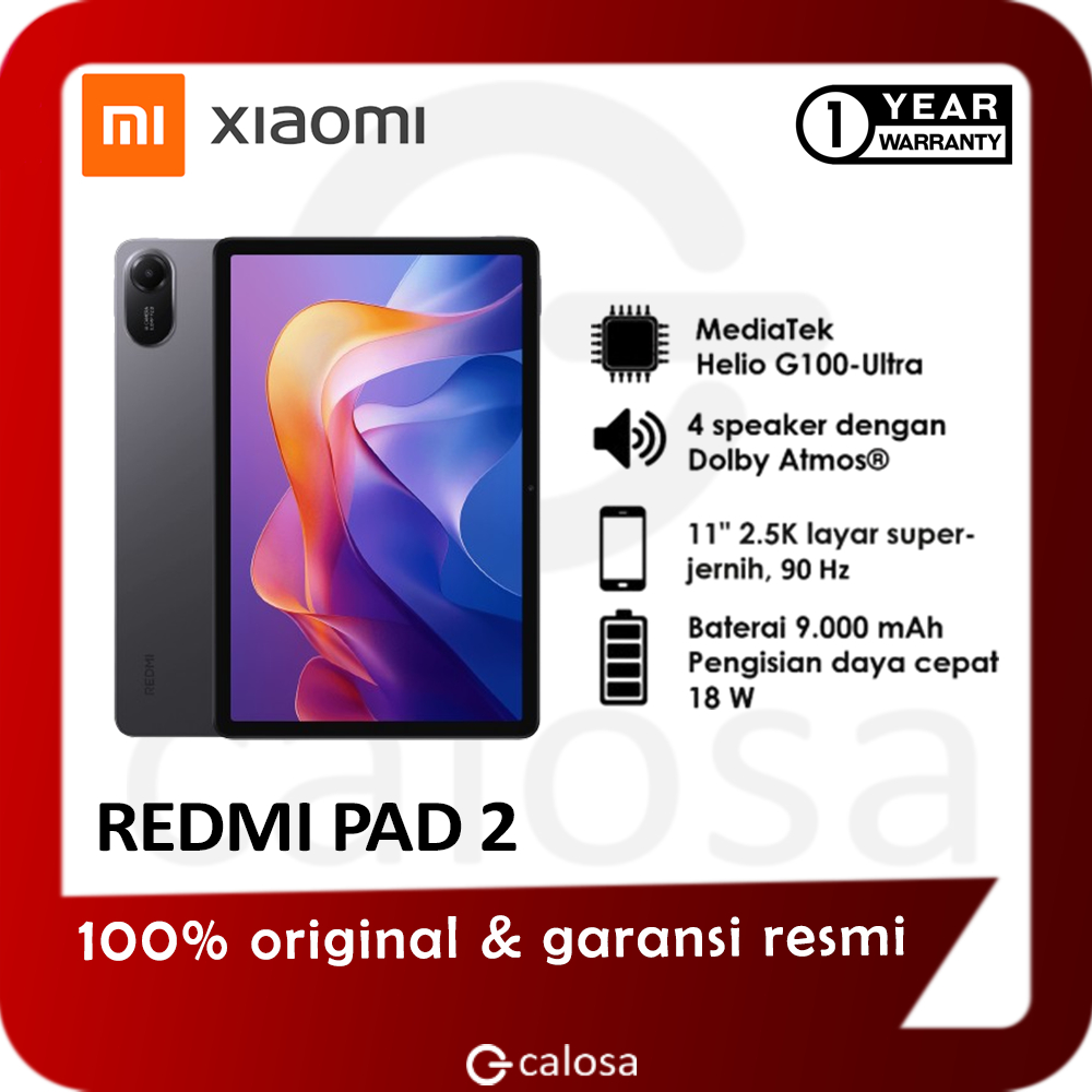 XIAOMI Redmi Pad 2 4GB RAM 128GB Storage 11" 2.5 Layar Super-jernih Baterai jumbo 9000mAh (typ) Heli