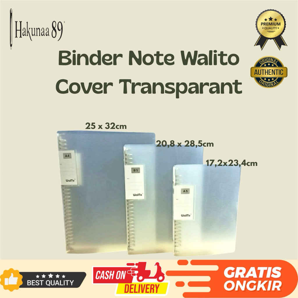 

Walito Binder Note Transparan A4 B5 A5 | Cover Mika Tebal | Ring Notebook Premium Ori