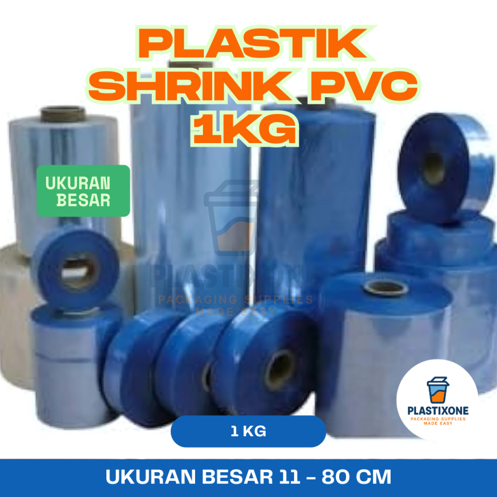 

Plastik Shrink Film PVC 1Kg Ukuran Besar | Plastik Segel Panas / Heat Shrink Penyegel Produk Botol, Toples dan Parcel