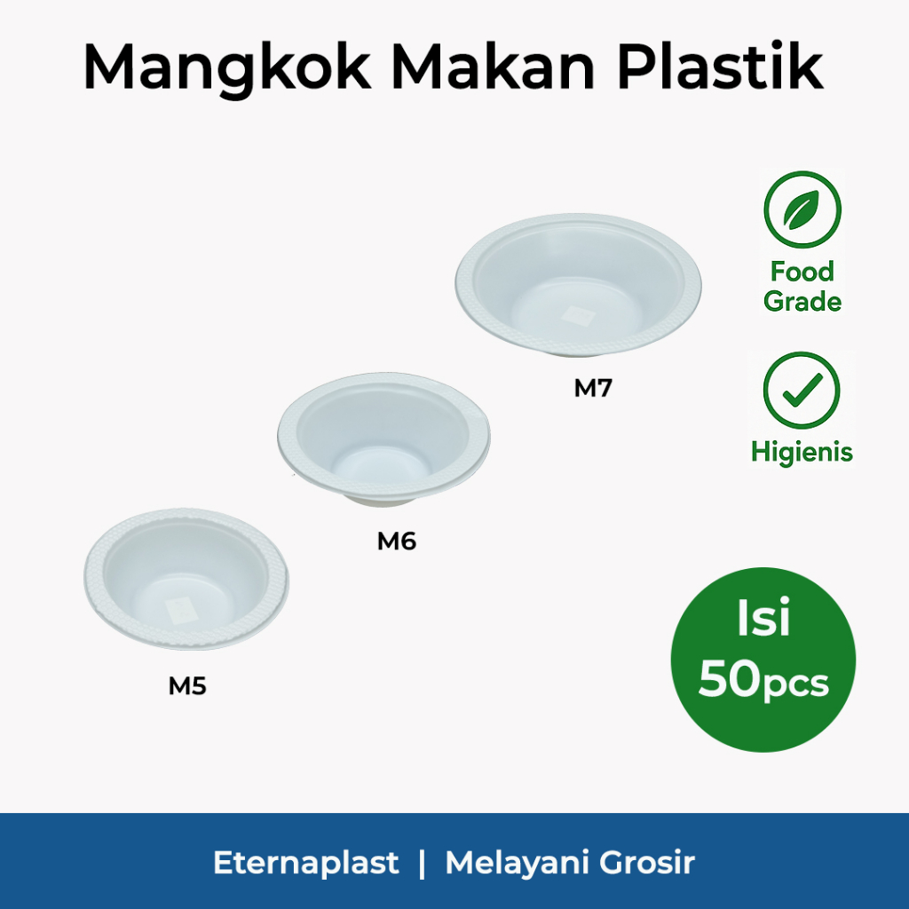 (50PCS) Mangkok Plastik | M5,M6,M7 | Mangkok Plastik Mika | Mangkok Pesta | Mangkok Sekali Pakai