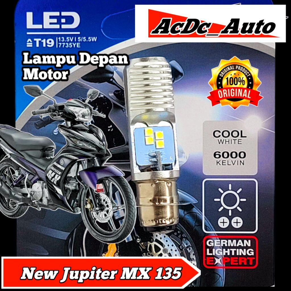 Lampu Depan Motor Yamaha New Jupiter MX 135 LED Putih Ac/Dc 12Volt Pengganti Dop/Bohlam Standart WrT