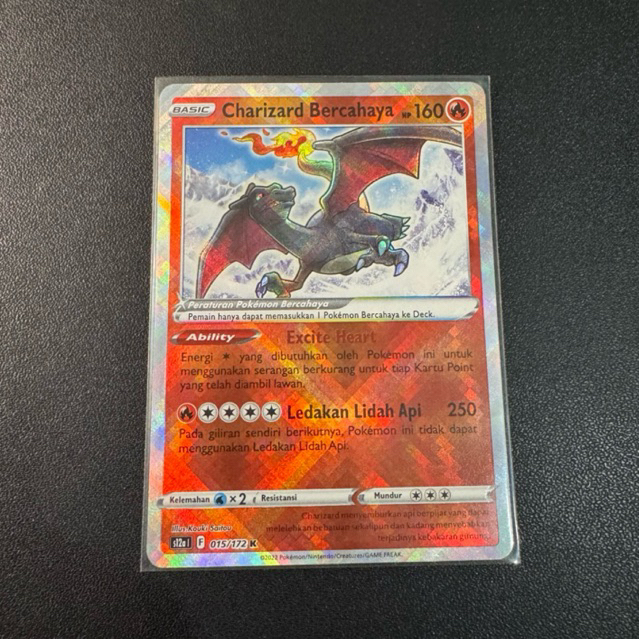 Pokemon TCG Charizard Bercahaya 015/172 (ID) K Foil - Vstar semesta