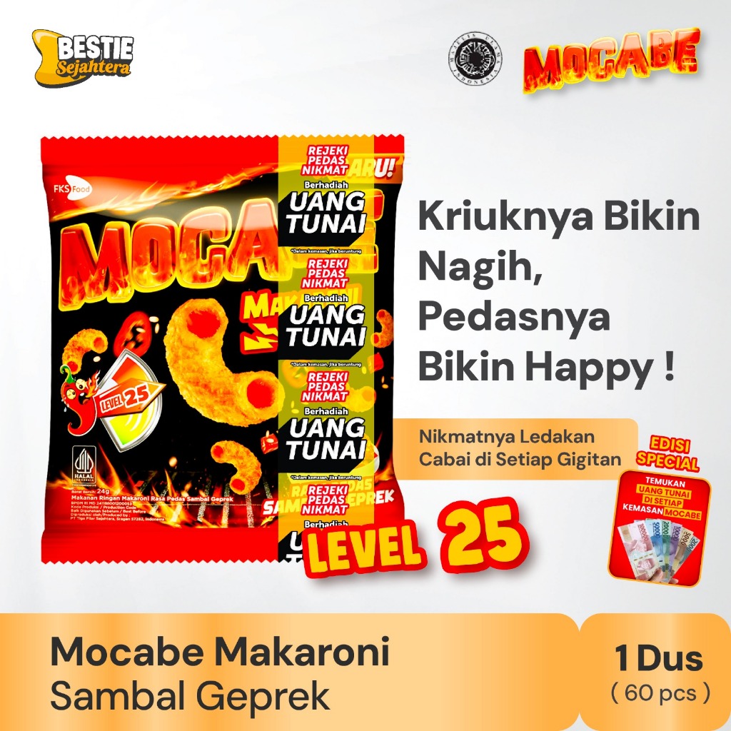 

Mocabe - Sambal Geprek - Small Pack - 1 Karton (6 renceng) - 60 Pcs - 24gr (uang tunai dalam kemasan)