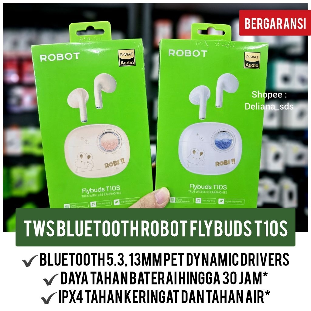 Tws Bluetooth Robot T10S Garansi Resmi 1 Tahun Headset Bluetooth Robot T10s Bluetooth Headset Robot 
