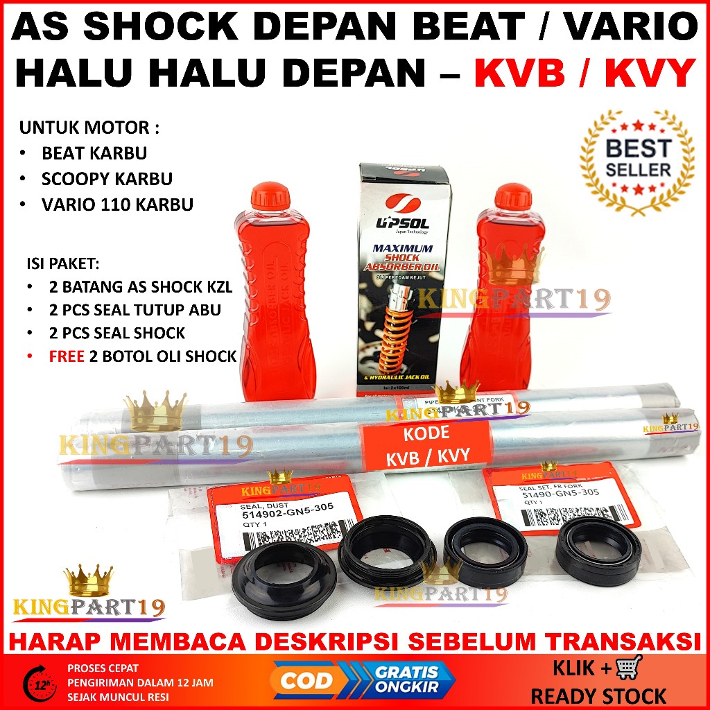 PAKET AS SHOCK DEPAN BEAT KARBU SCOOPY KARBU - AS SOK BEAT KVY KVB/ As Sok Depan Beat Karbu / Halu h