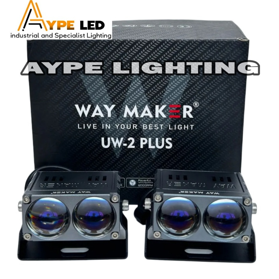 Lampu Tembak Laser UW-2 PLUS 110 Watt Mini Laser Sorot 2 Mata Ups Waymaker 2 Lensa Putih Kuning