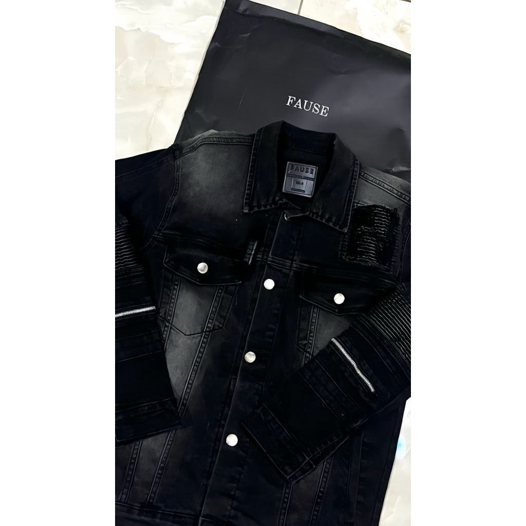 FAUSE DENIM BIKER JEANS SZ S