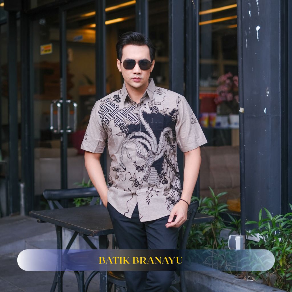 BAJU BATIK SLIMFIT PRIA PENDEK ATASAN BAJU BATIK PRIA LAPIS FURING KEMEJA BATIK LENGAN PENDEK M L XL