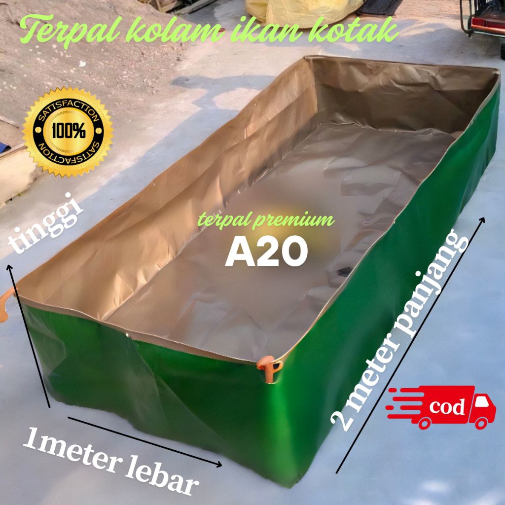 Kolam Terpal Ikan 100% Original 2x1x1, 3x1x1, 3x2x50cm Tipe A20 Dan A8 Korea Terpal Kolam Ikan Kotak