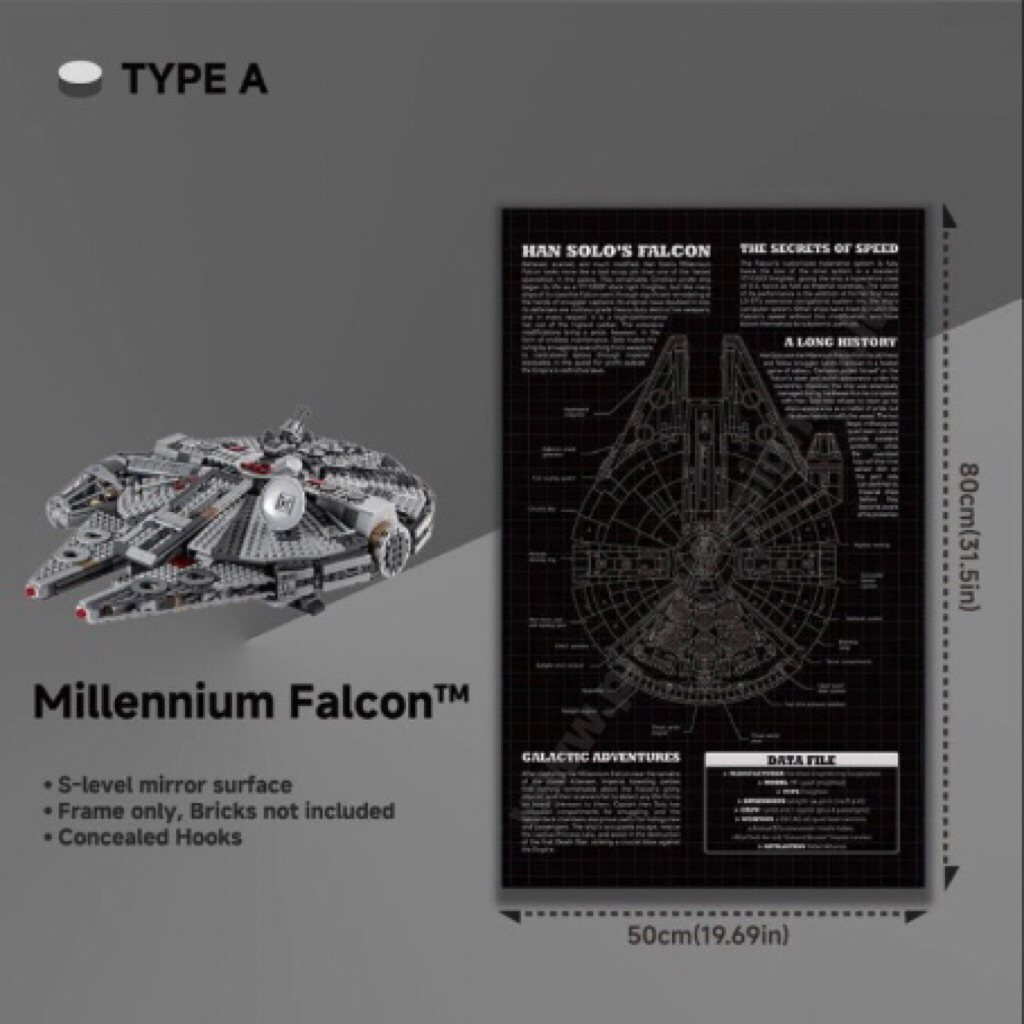 Lego Frame Millenium Falcon Star Wars Wall Display