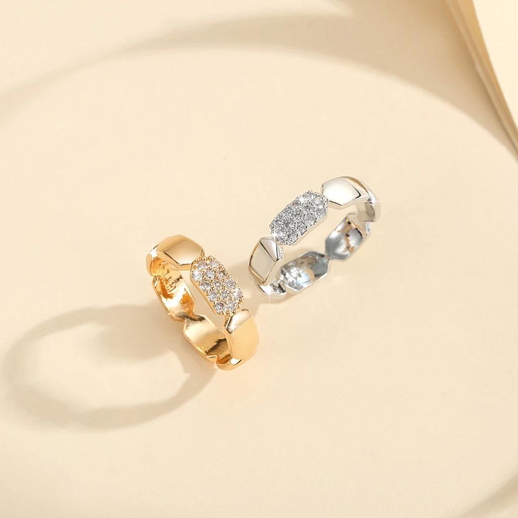 Cincin Fashion Tebal Pria Wanita Emas/Perak – Cincin Rantai Kristal Elegan Trendy