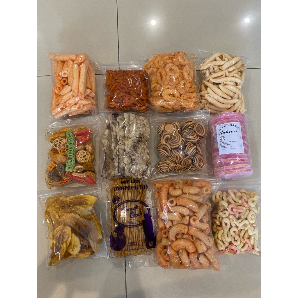 

Aneka Snack serba 5.999 DIJAMIN ENAK (FREE PACKING BUBBLE!!) Snack murah - Lanting -Macaroni - Kerupuk Seblak - Sale pisang - Keripik Pisang - Lidi - Gulali Rambut Nene