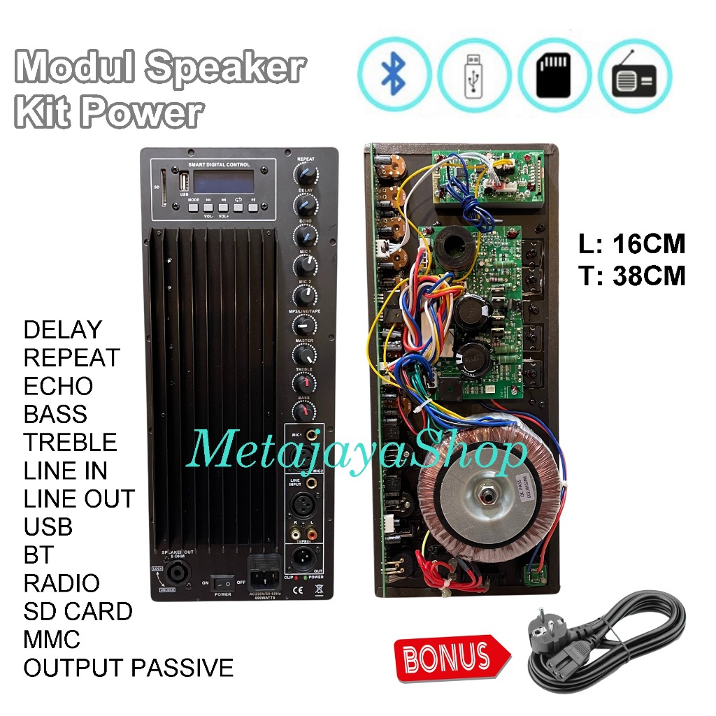 Modul Speaker / Power Kit / Mesin Speaker Active BT,USB,SD Card, Radio