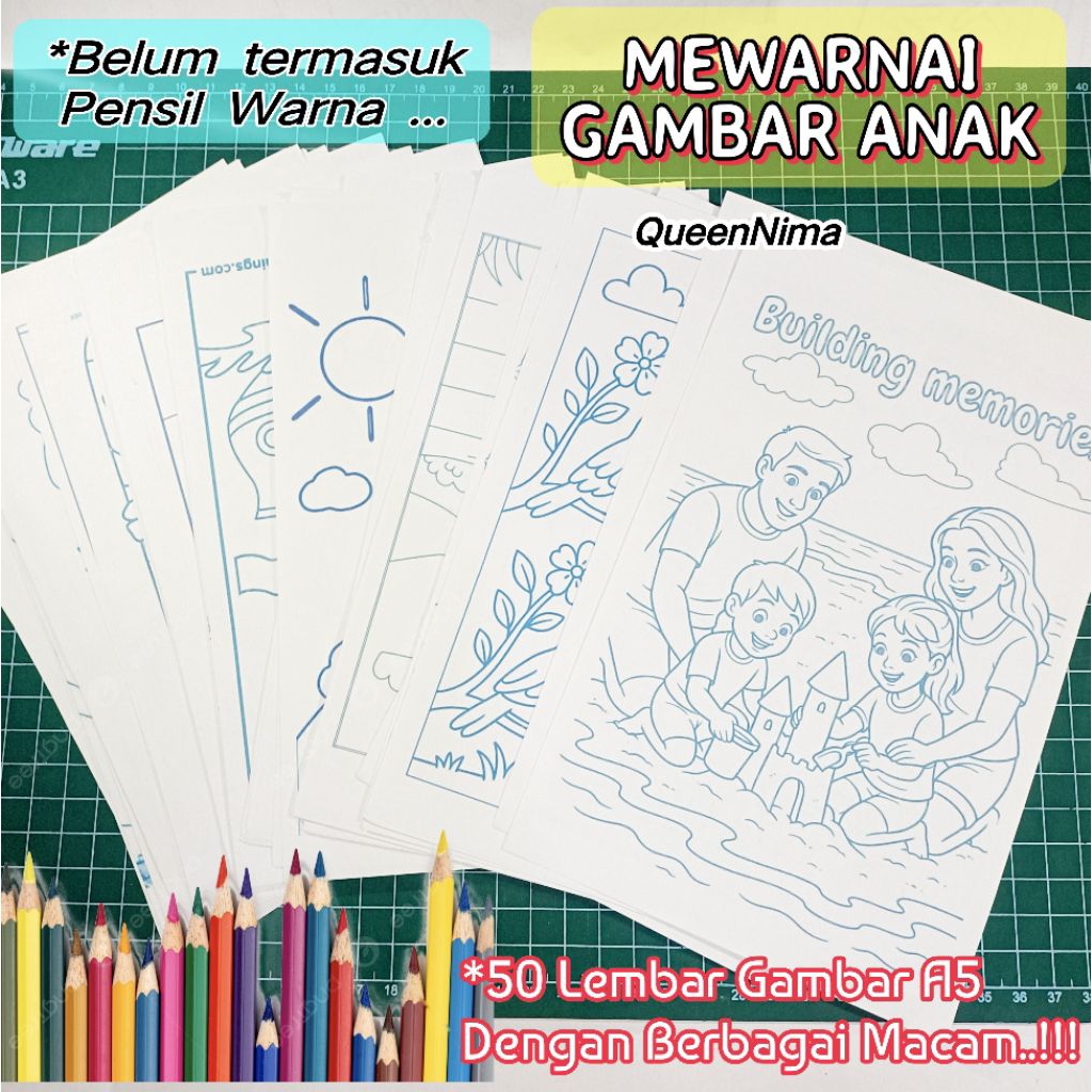 

*Tersedia Harga Grosir _ Mewarnai Gambar _ 50 Lembaran Kertas Gambar Untuk Anak Mewarnai _ Kertas Mewarnai Anak Paud Anak TK