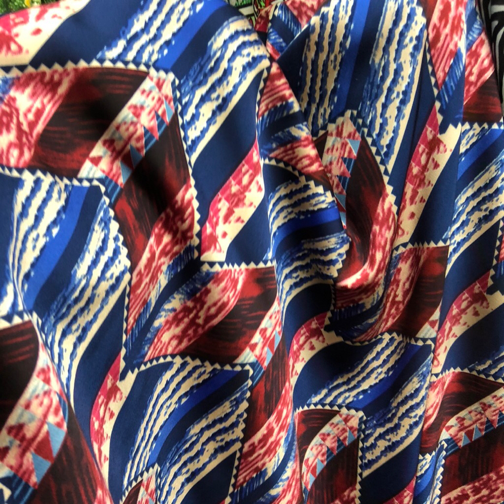 kain satin silk motif abstrak - kain satin silk motif premium chk