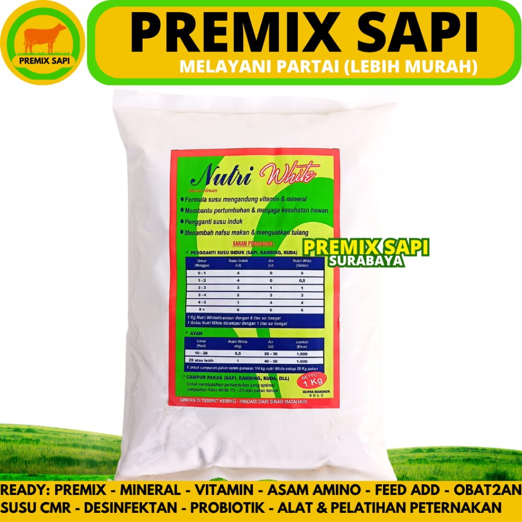 NUTRI WHITE 1 KG Susu Hewan Ternak Sapi kambing Domba Pedet cempe
