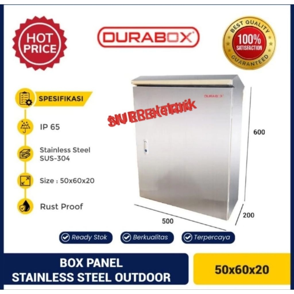 BOX PANEL STAINLESS STEEL OUTDOOR 500x600x200 mm Box Panel Topi 50x60x20 cm Plate 1,2mm IP 65 DURABO