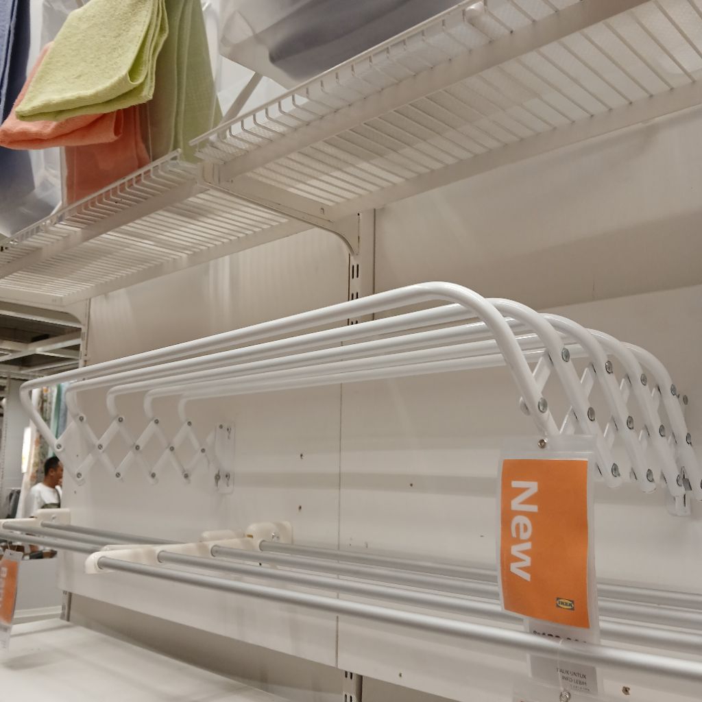 Jemuran dinding rak Handuk tarik 5Pipa Hemat Tempat Putih Tempel Dinding retractable 80Cm