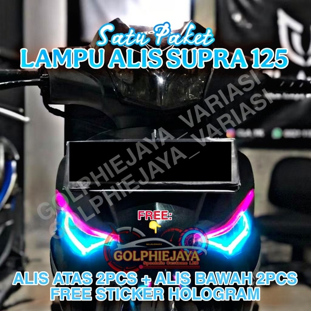 Paketan lampu alis drl supra x 125 lampu led alis atas bawah supra x siap pasang