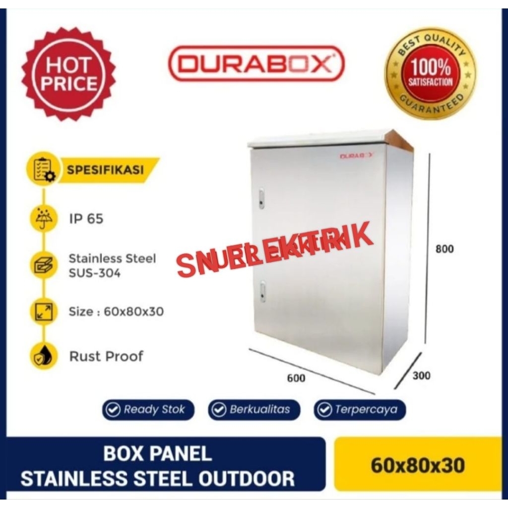 BOX PANEL STAINLESS STEEL OUTDOOR 600x800x300 mm Box Panel Topi 60x80x30 cm Plate 1,5mm IP 65 DURABO