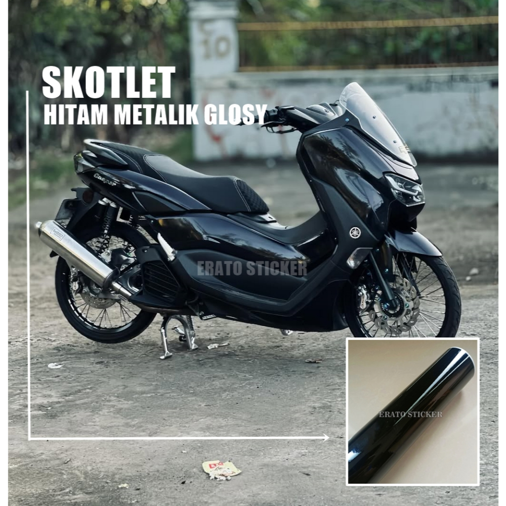 SKOTLET STIKER HITAM GLOSY SKOTLET HITAM METALIK GLOSY SKOTLET HITAM MENGKILAP SKOTLET HITAM METALIK