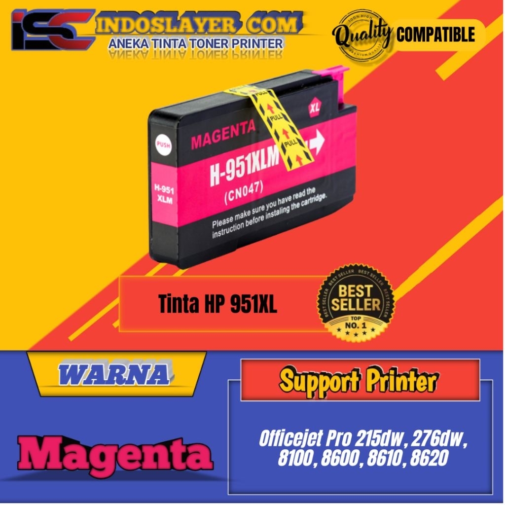 Tinta Cartridge Compatible HP 951XL 951 XL Magenta Printer Officejet Pro 215dw, 276dw, 8100, 8600