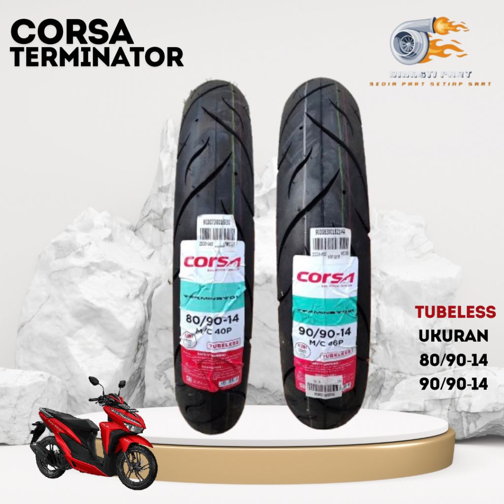 Ban motor Corsa Terminator 70/90-14 80/90-14 90/90-14 Tubeless Ring 14 Donat Beat vario mio fino gra