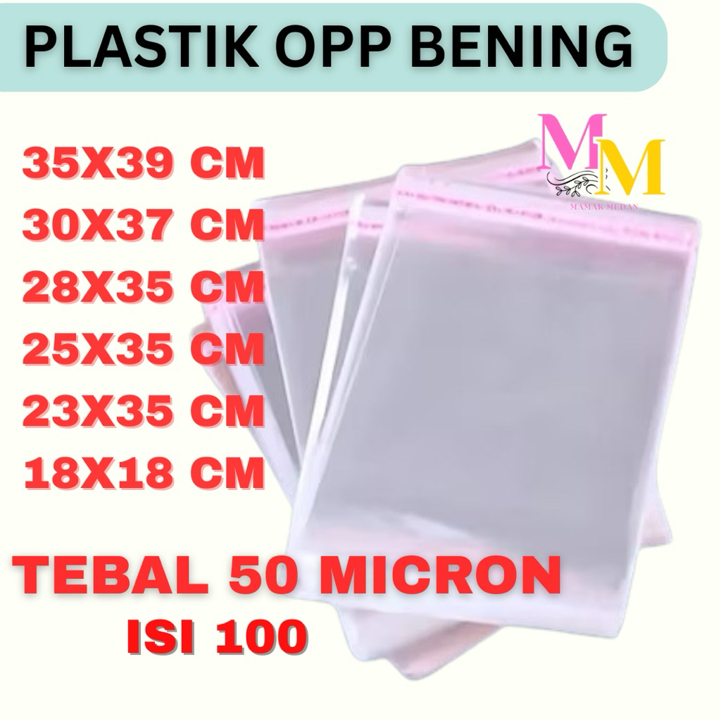 PLASTIK OPP SEAL LEM BENING TEBAL 50 MICRON ISI 100 PCS