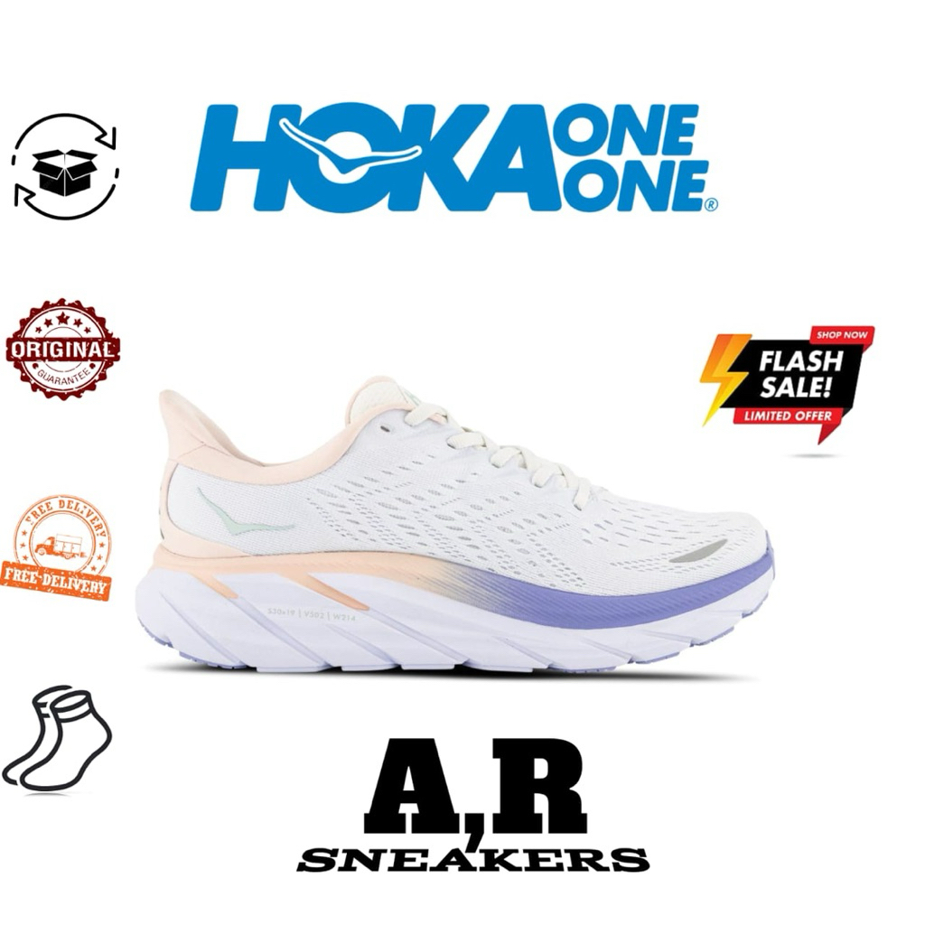 Running Shoes Womens Hoka One One Clifton 8 Vegan White Purple